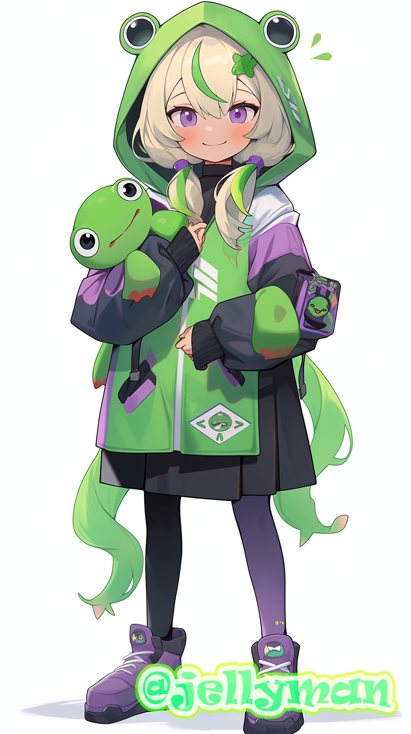 緑×紫×カエル