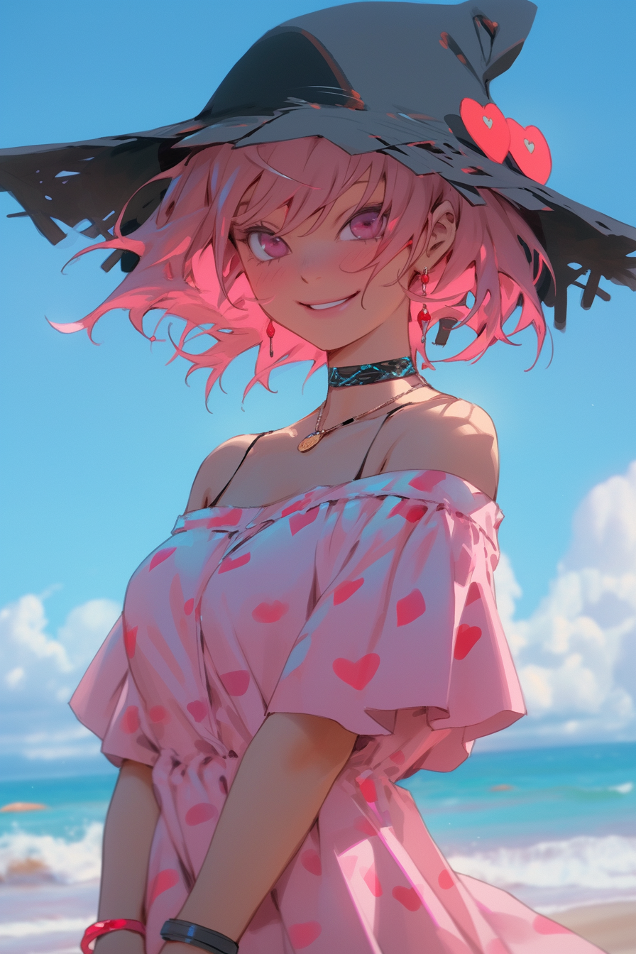 ピンク髪の海と美少女1