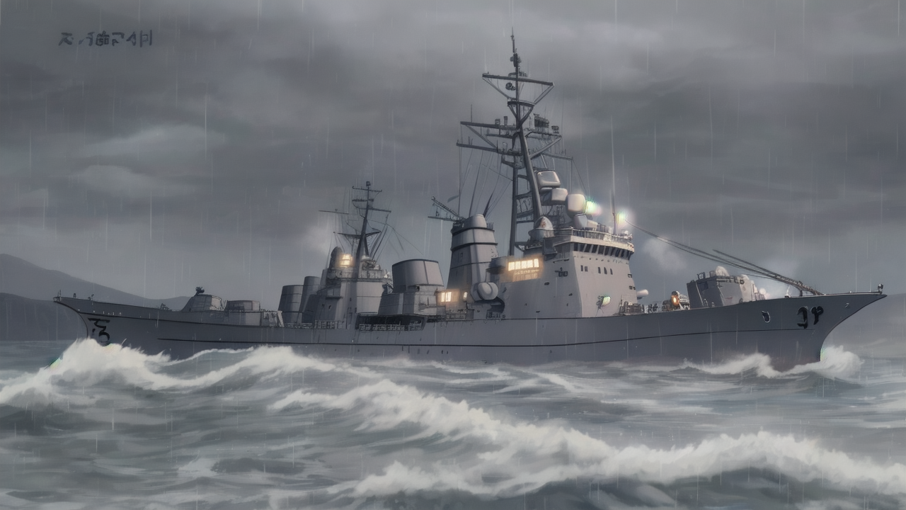 雨中の駆逐艦