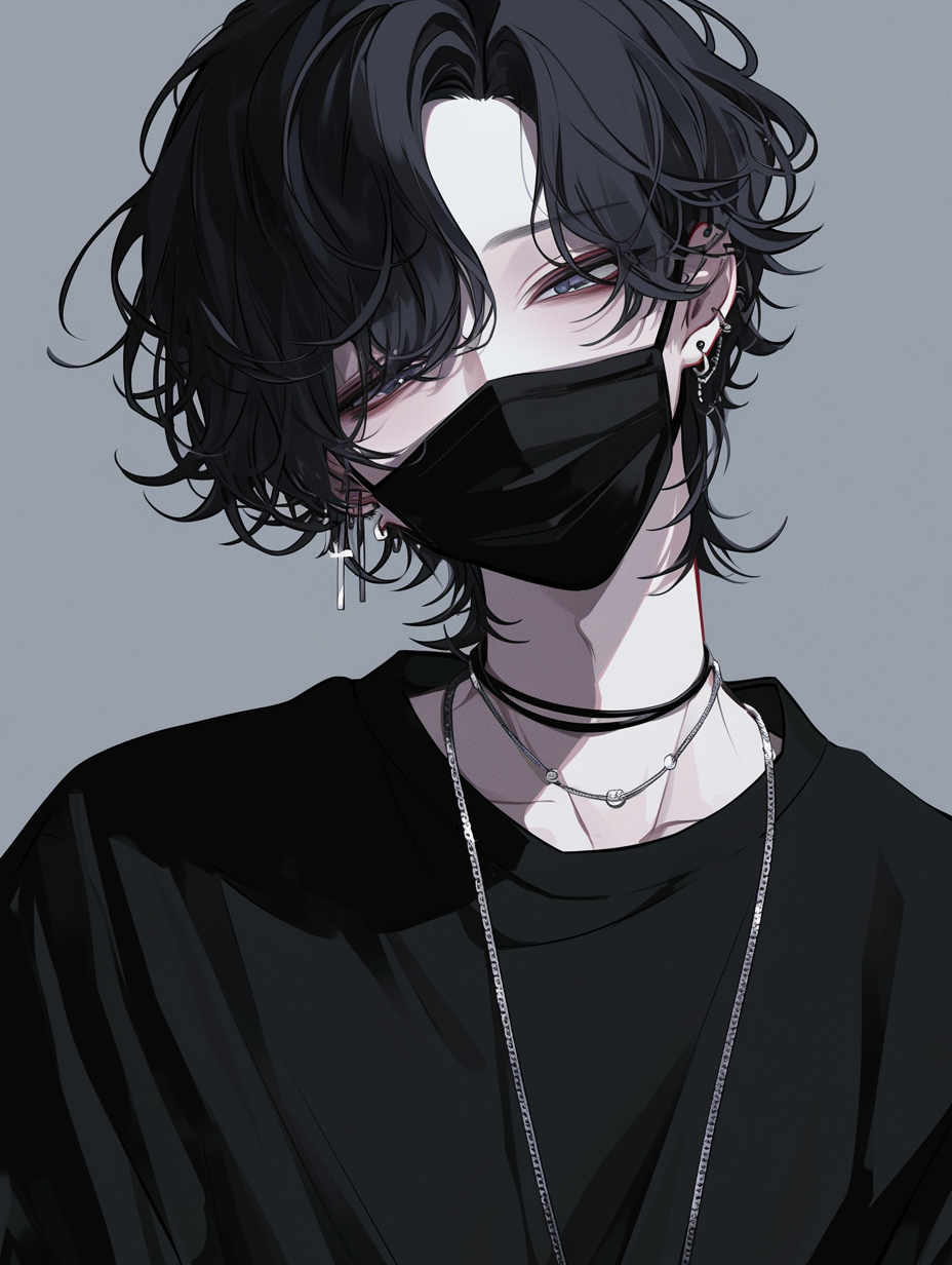 黒髪黒マスク